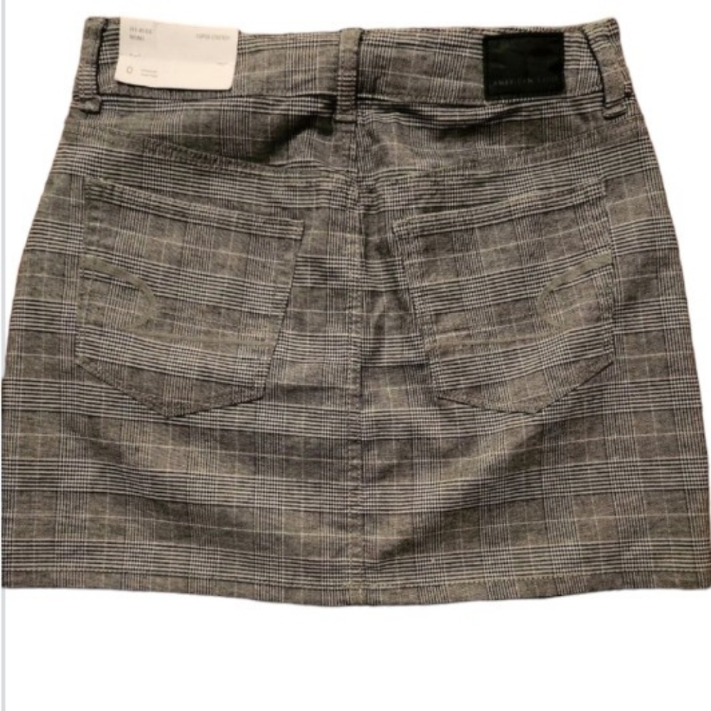 American Eagle Plaid Mini Skirt Size 0 Gray Black
